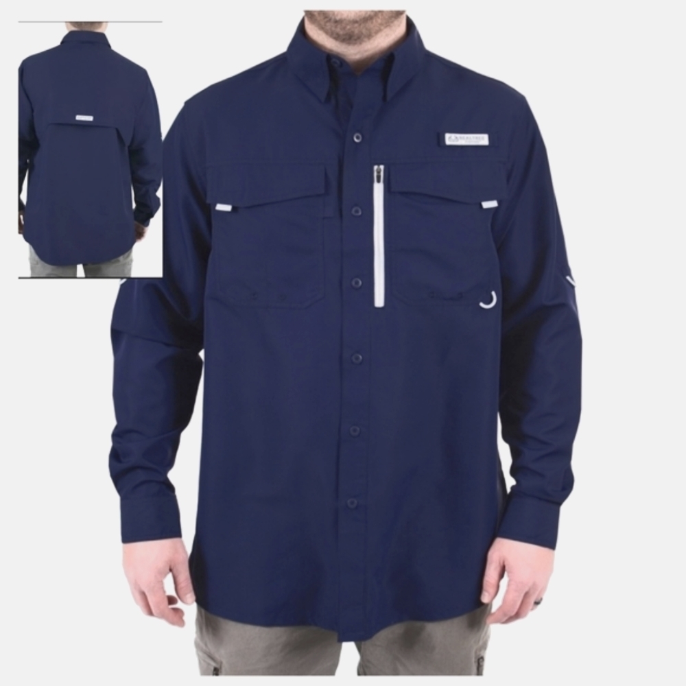 Men's 𝅺Realtree Fishing patriot navy blue S(34/36) guide outdoor shirt utility